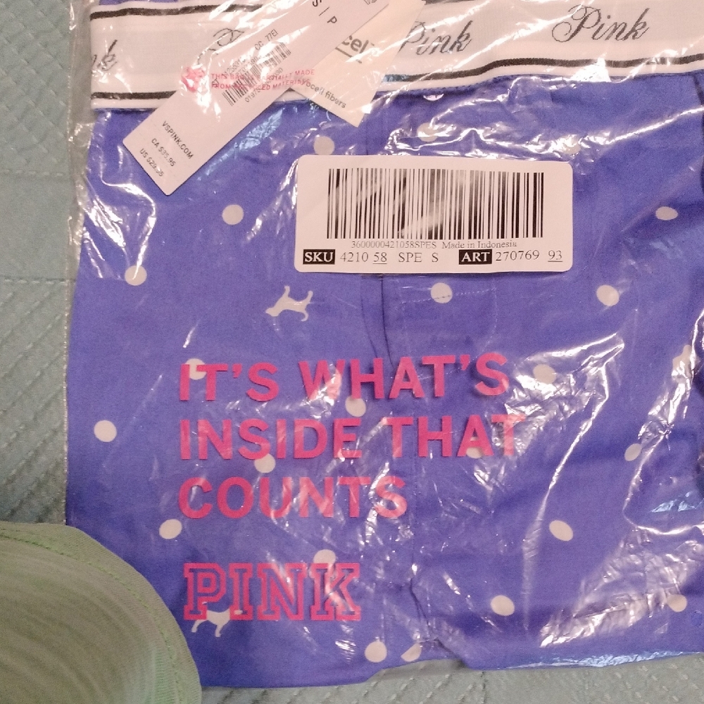 PINK Victoria's Secret Purple Polka Dot Lounge Tee with White Dots